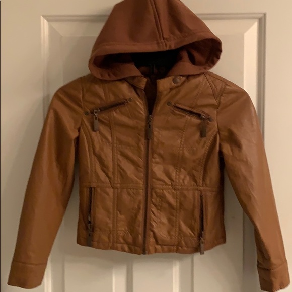 NWT-Girls J2 Mocha Faux Leather Jacket - Picture 1 of 13